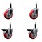 Service Caster 4'' Red Poly Wheel Swivel 3/4'' Expanding Stem Caster Set 2 Brakes, 4PK SCC-EX20S414-PPUB-RED-2-PLB-2-34 - alternate 1